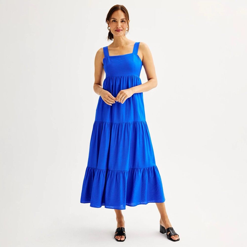 Women's Nine West Tiered Maxi Dress Blue Size S